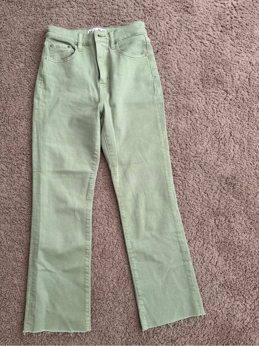 High-Rise Straight Leg Women's Jeans in Sage Green